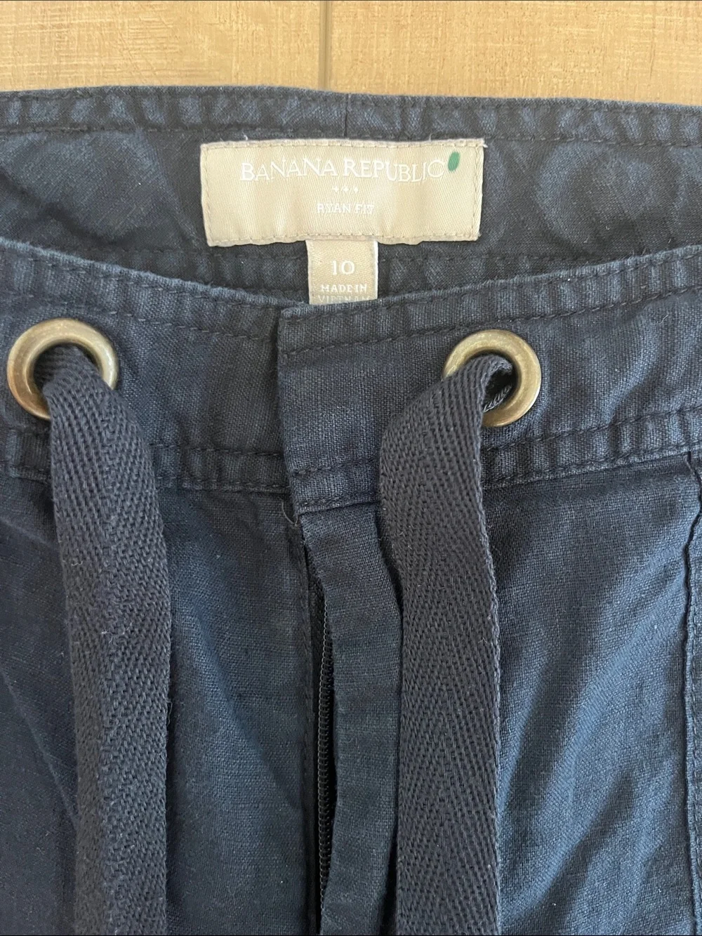 Banana Republic Ryan Fit Dark Navy Linen-Blend Drawstring Pants